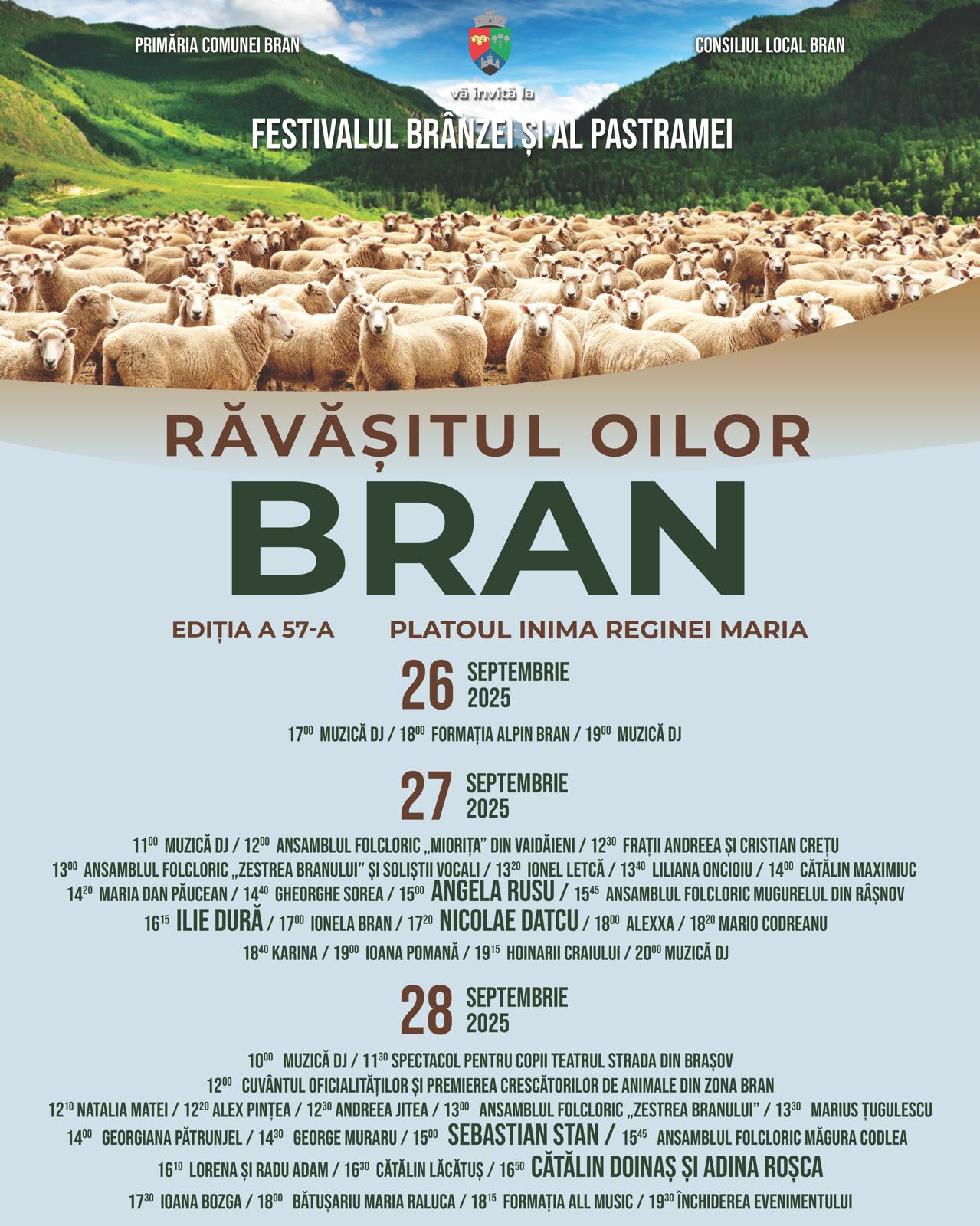 La Bran va avea loc a 57-a editie a sarbatorii ”Ravasitul Oilor ”