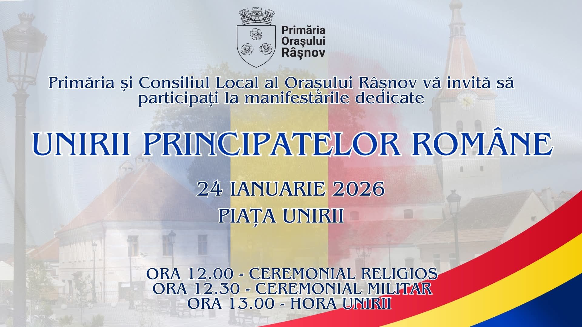 La Râșnov  – 24 ianuarie, 167 de ani de la Unirea Principatelor Române. Eveniment ! Parada militară și slujba religioasă