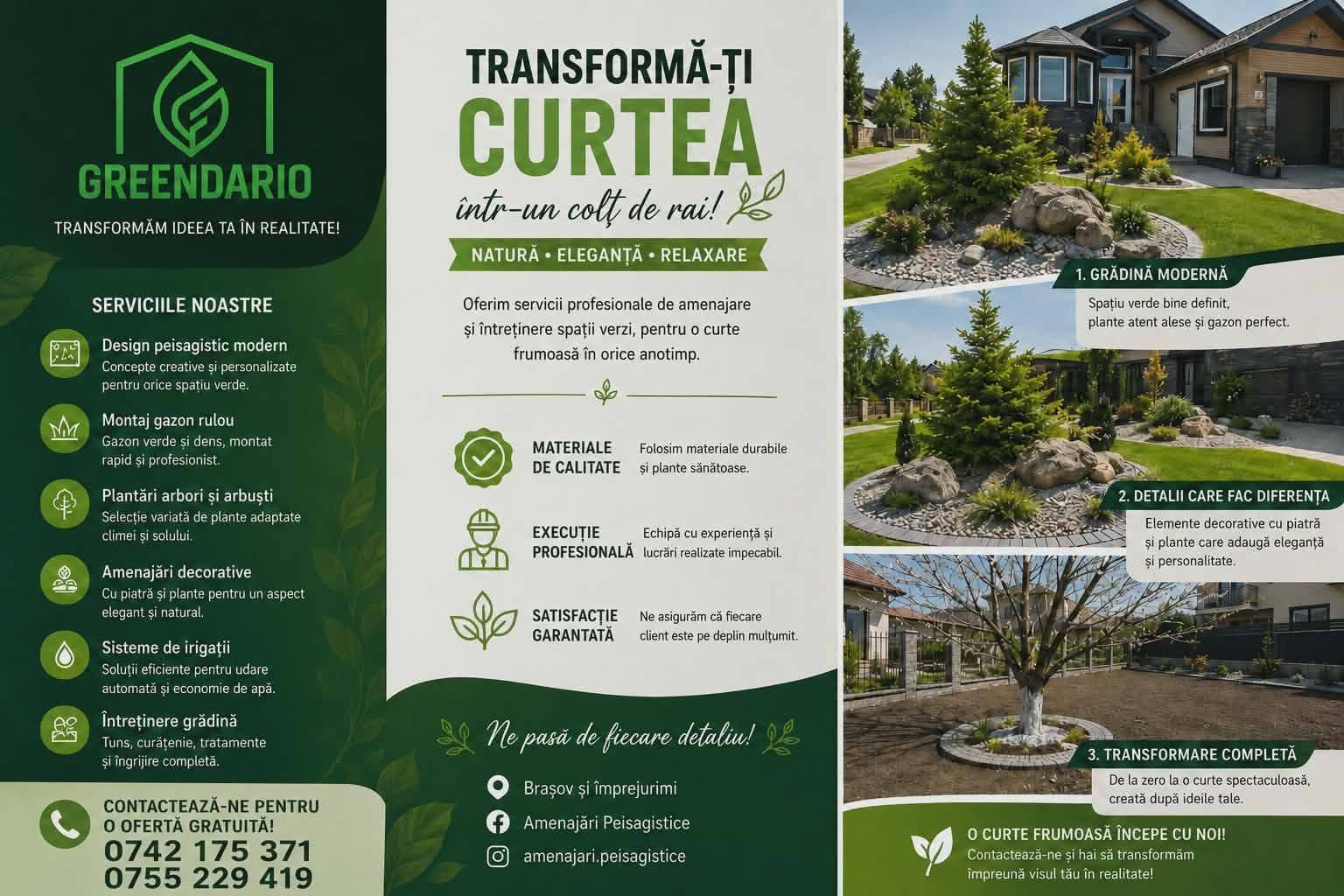 GREENDARIO – Servicii Complete de Peisagistică și Întreținere Spații Verzi la Braşov ,  Râșnov , Cristian, Sacele, Zarnesti si Bran